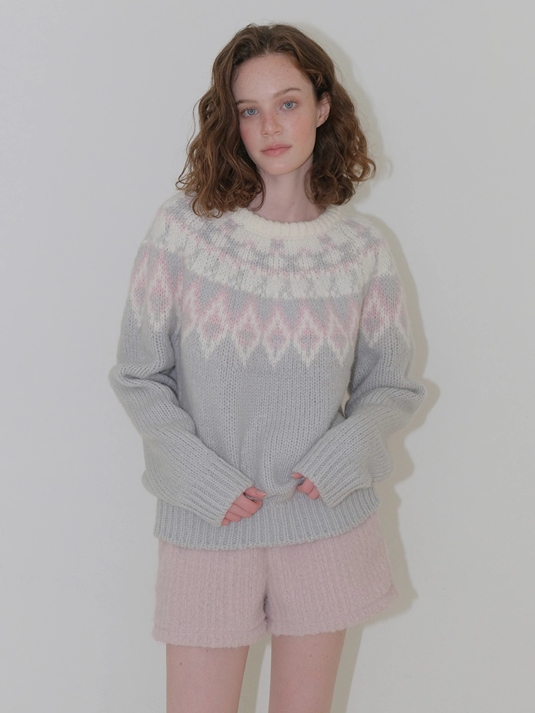 에트몽 Nordic Round Knit Pullover, Light Grey 상품 이미지 2