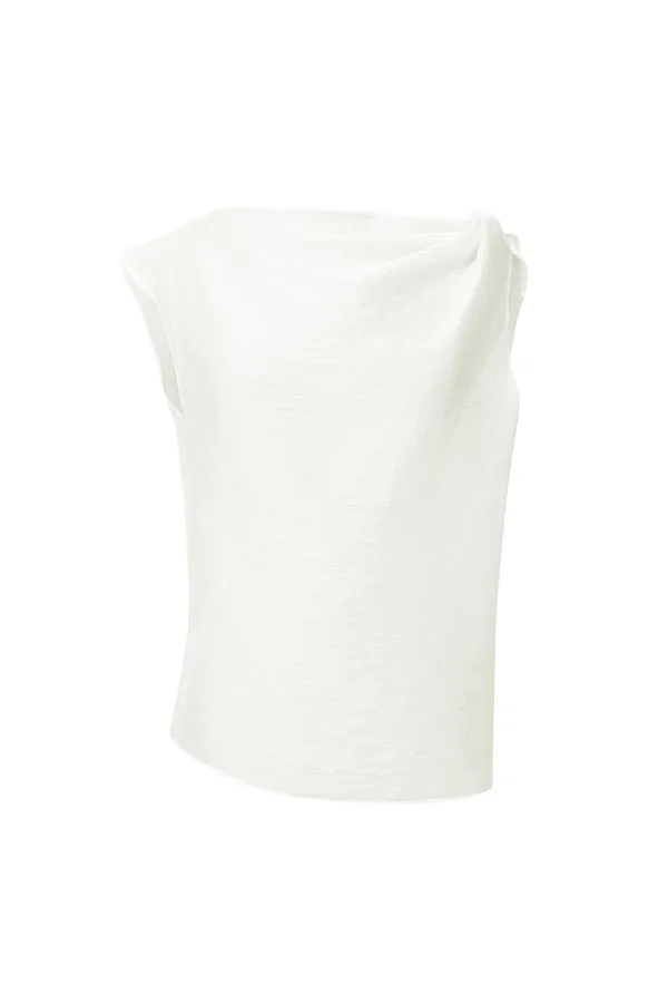 26 ASYMMETRICAL DRAPED TOP [WHITE]
