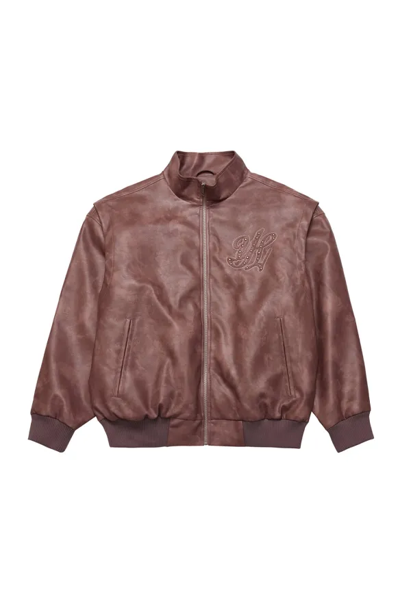 FAUX LEATHER WINGED JACKET PINK