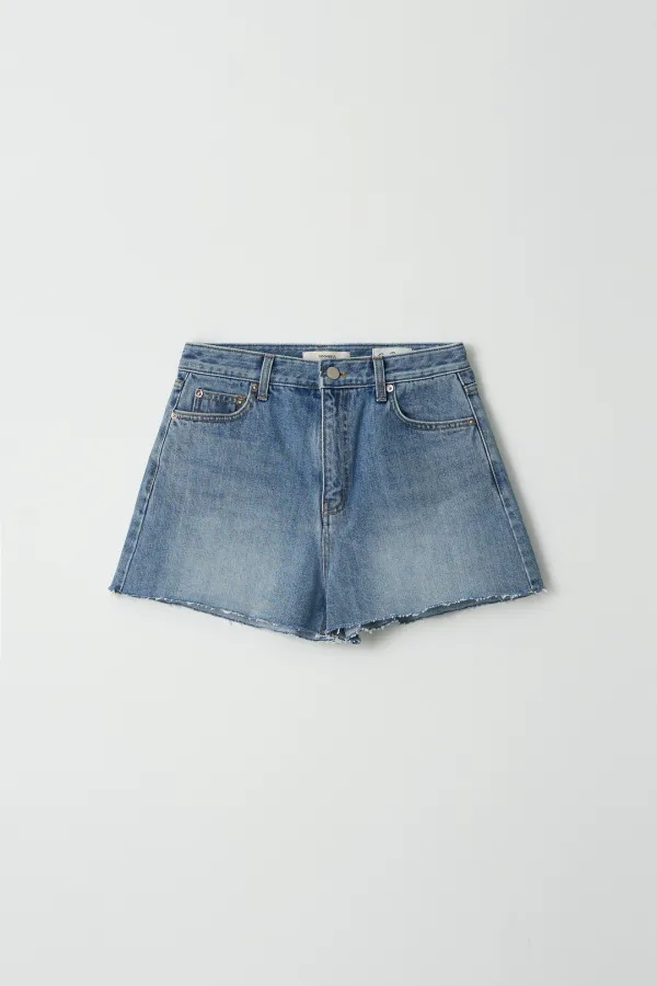 flare denim shorts (blue)