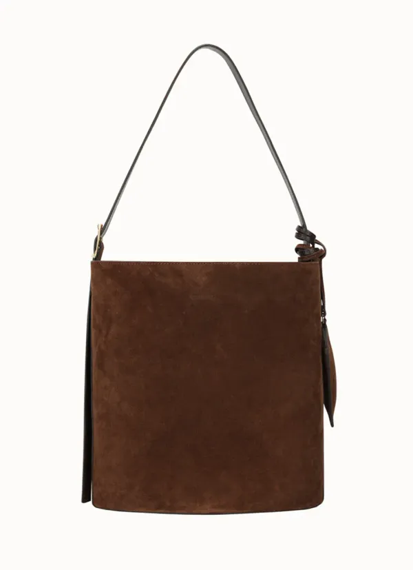 Italian Suede Bucket Bag[LMBESPBA903]-Camel Brown