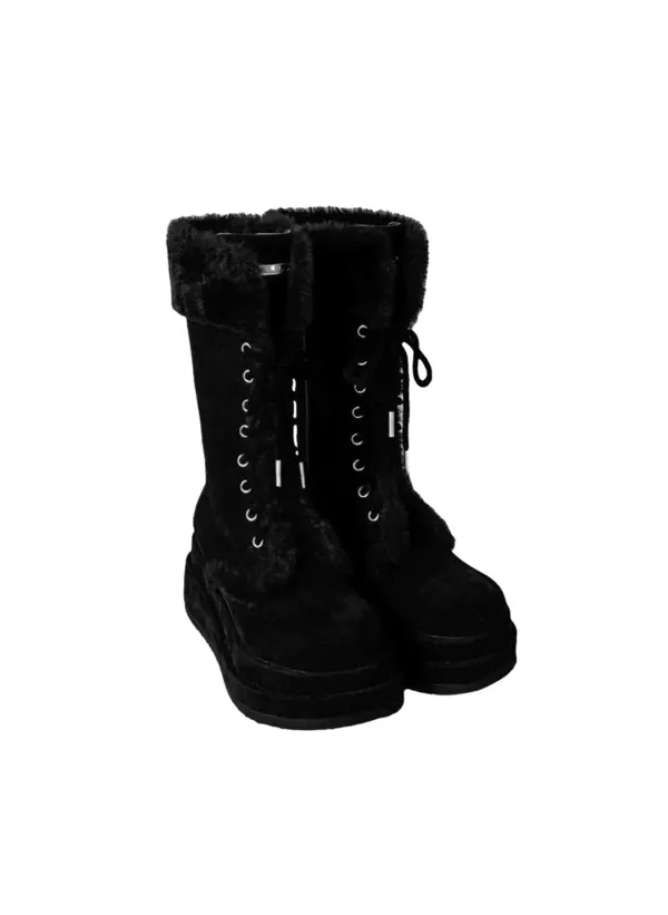 Winter Angel Fur Boots (Dark Black/Midi)