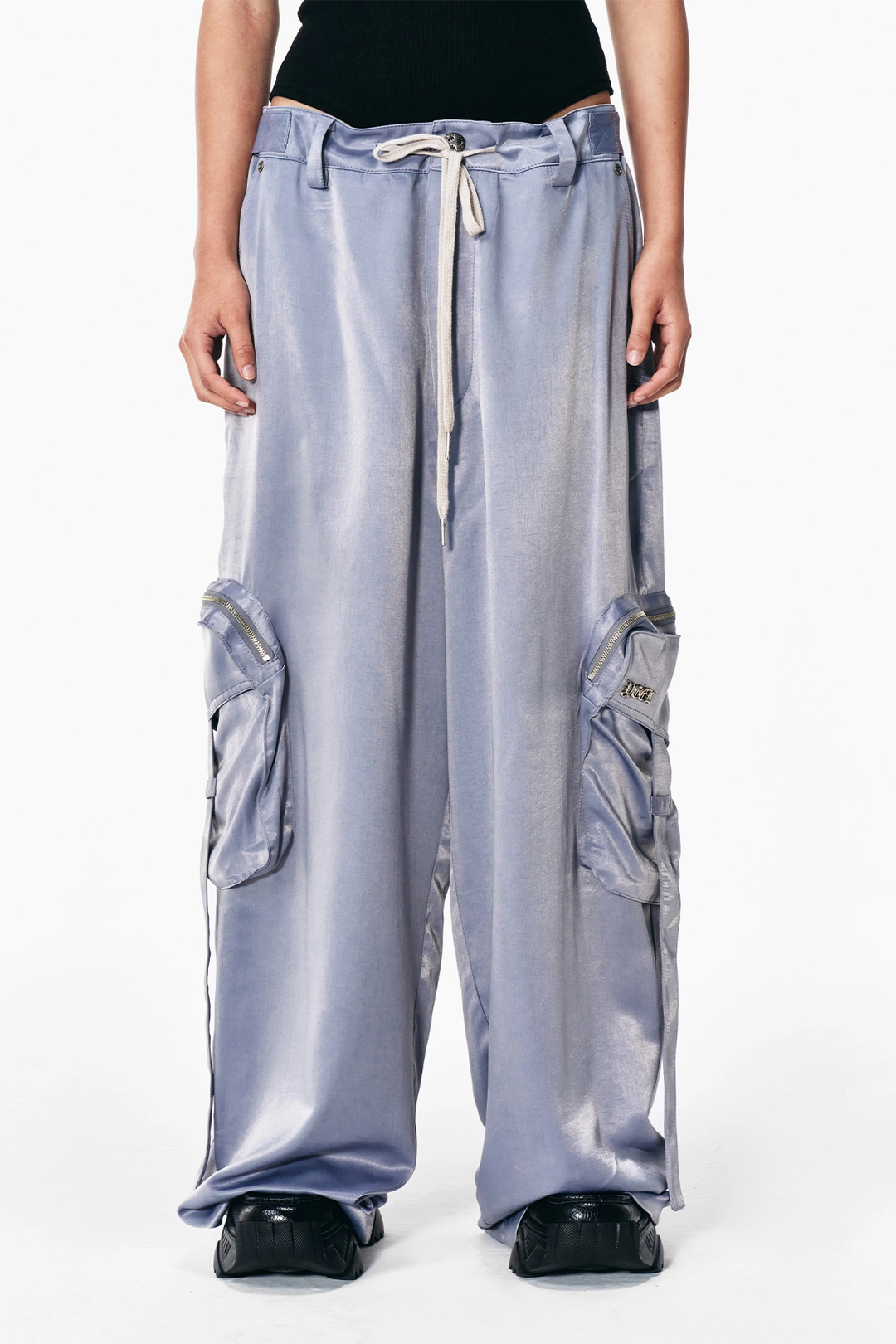 와이이이엘 GLOSSY POCKET WIDE SLACKS GREY 상품 이미지 2