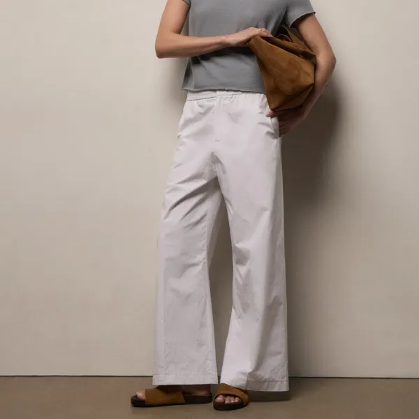 Italian Heavy Poplin Relaxed Pant - White