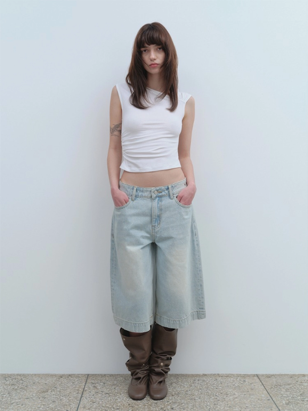 밀로 우먼 Maxi Denim Bermuda Pants [Light Blue] 상품 이미지 1