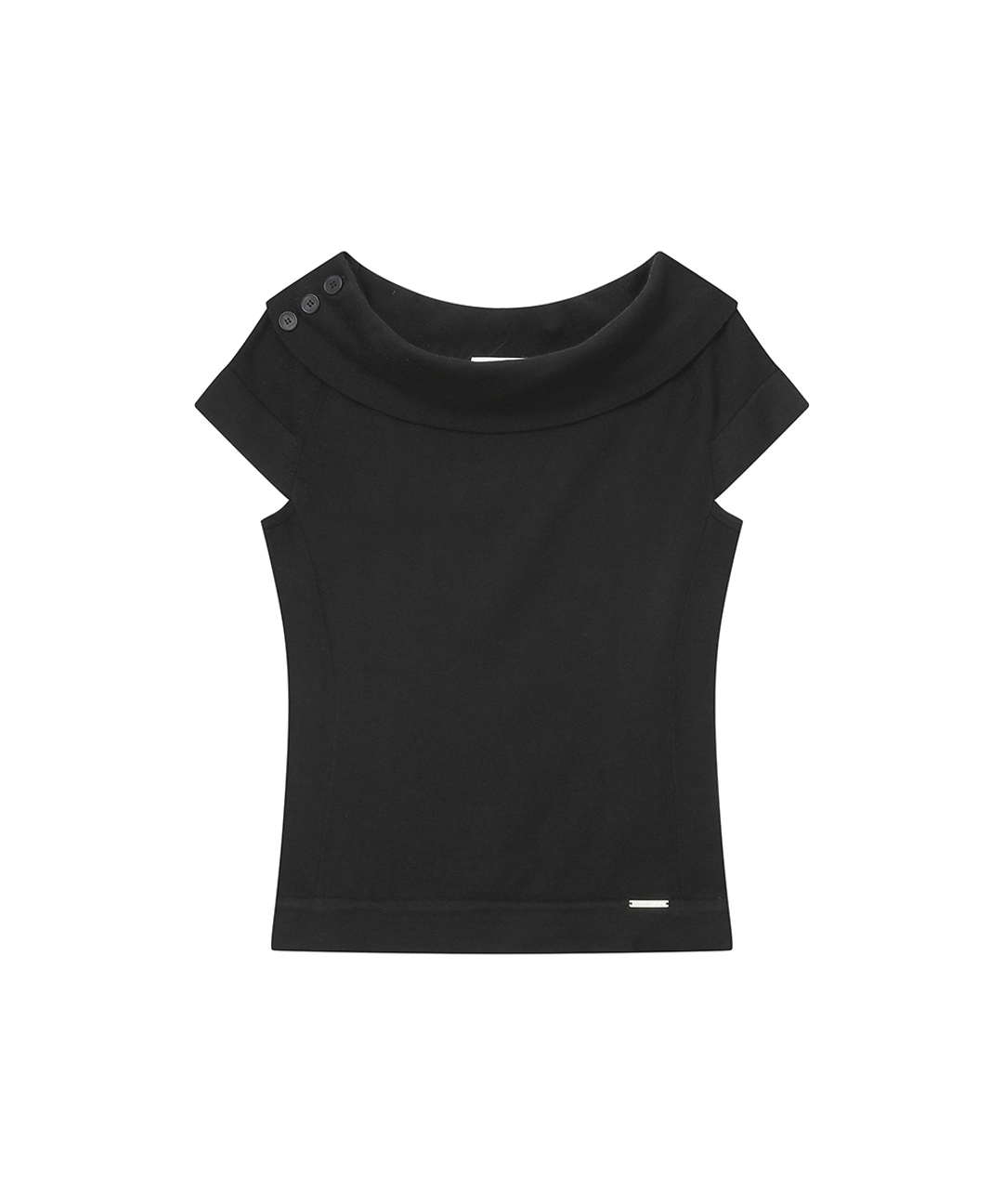 미세키서울 Button boat neck knit top BLACK 상품 이미지 1