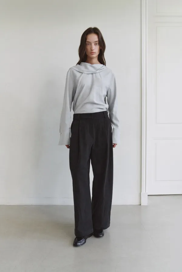 Relaxed Soft Cotton Chino Pants (Black)