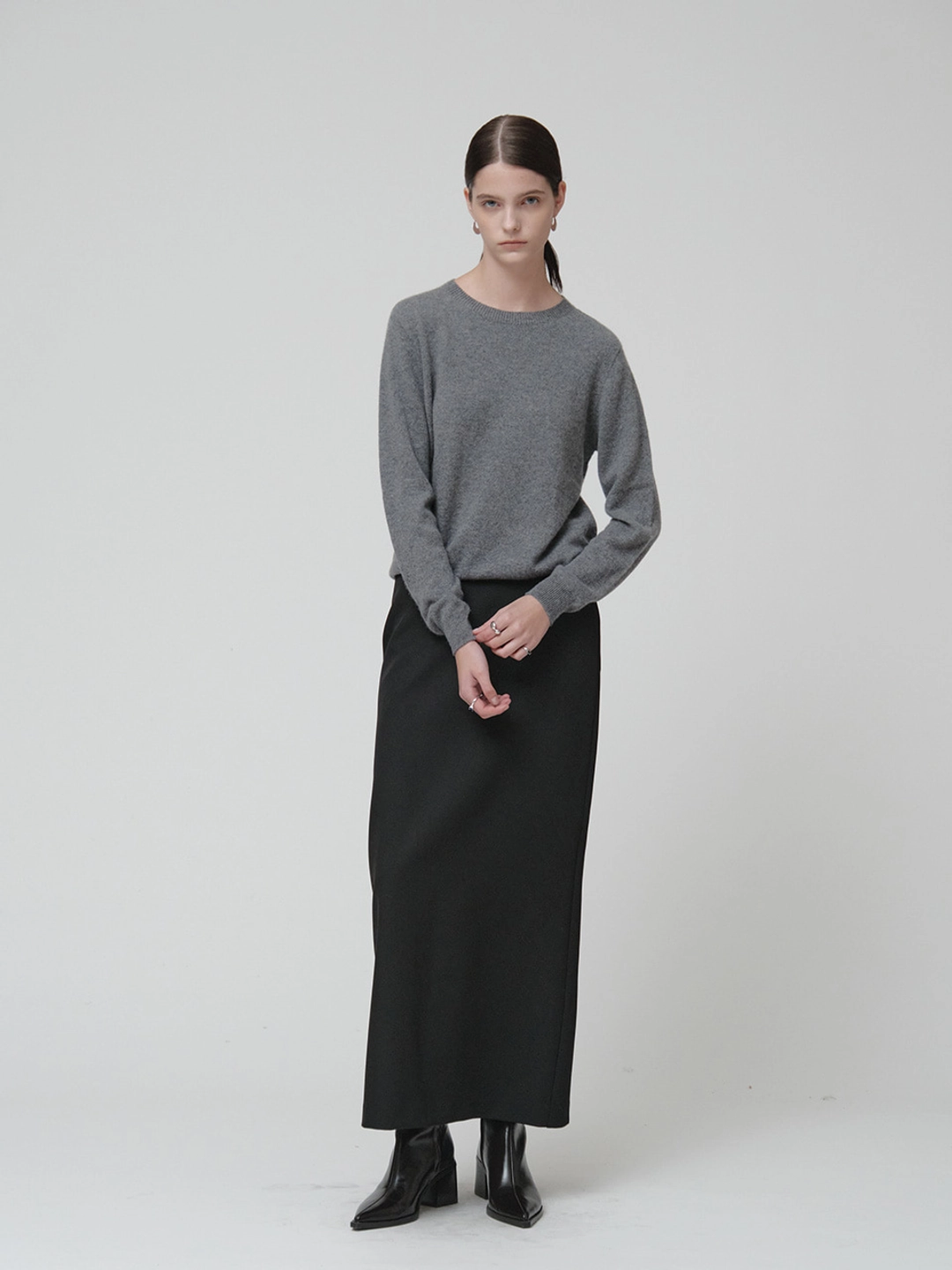 뮤제 [REFURB] AUBIER Minimal Wool-Blend Long Maxi Skirt_Black 상품 이미지 3