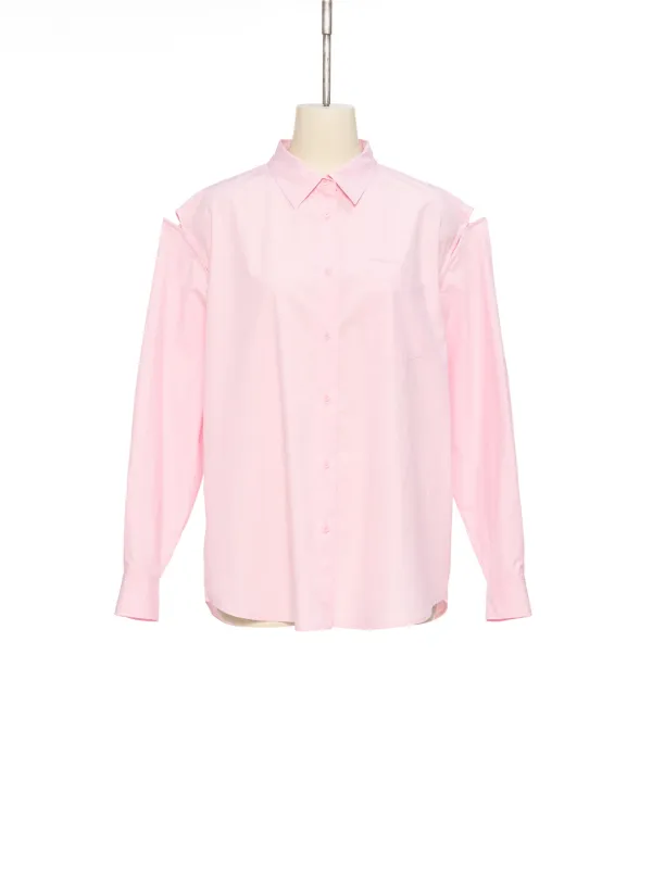 SS26 PINK WIRE-SLEEVE OVERSIZED SHIRT