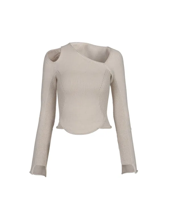 OFF SHOULDER KNIT TOP_LIGHT BEIGE