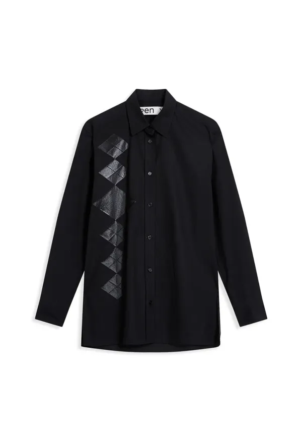 ARGYLE BUTTON DOWN SHIRT, BLACK