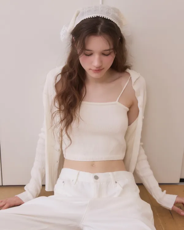 Minimal ribbon bustier - ivory