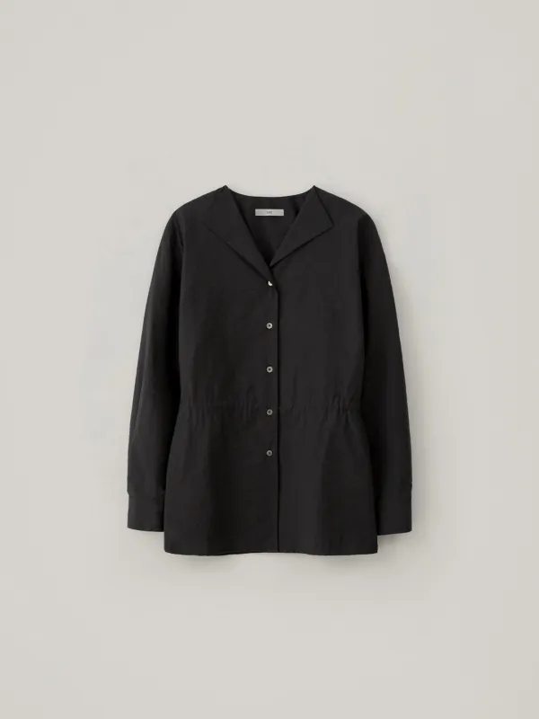 String Collar Blouse - Black