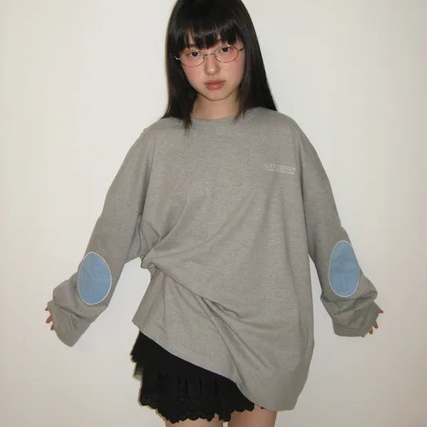 DOT ELBOW PATCH LONG SLEEVE GREY