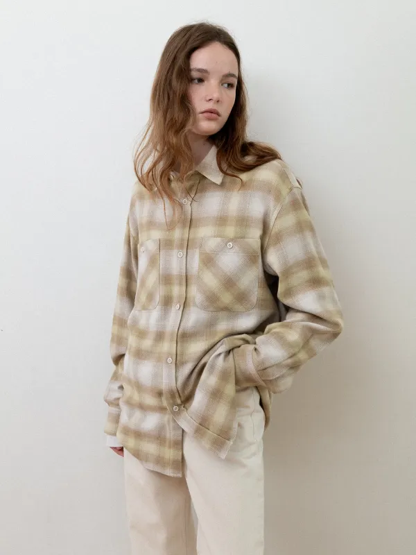 Peter ombre check shirt_light beige