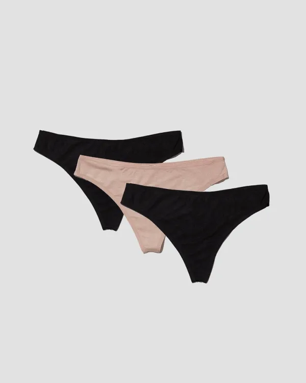 Pack - 3 Enna Thong (Black / haptic)