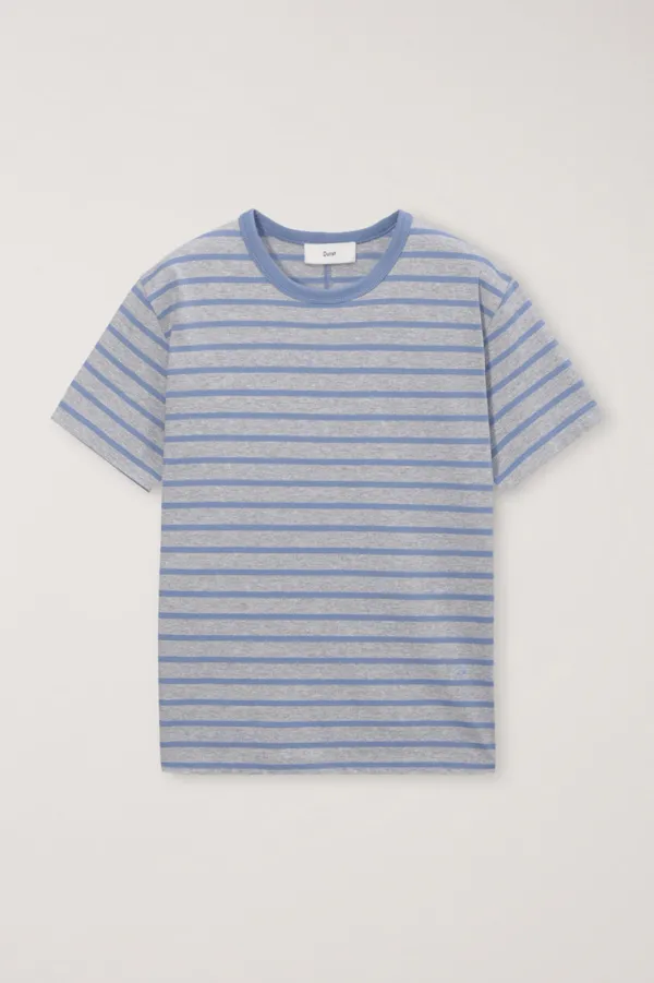 UNISEX STRIPED T-SHIRT MELANGE GREY BLUE_UDTS6B126G2