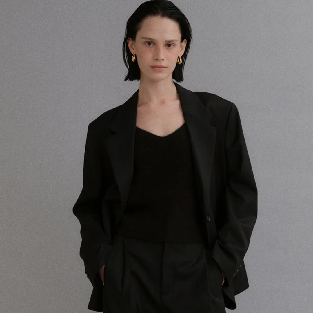베이오드 Fine wool overfit tailored jacket_black 상품 이미지 2