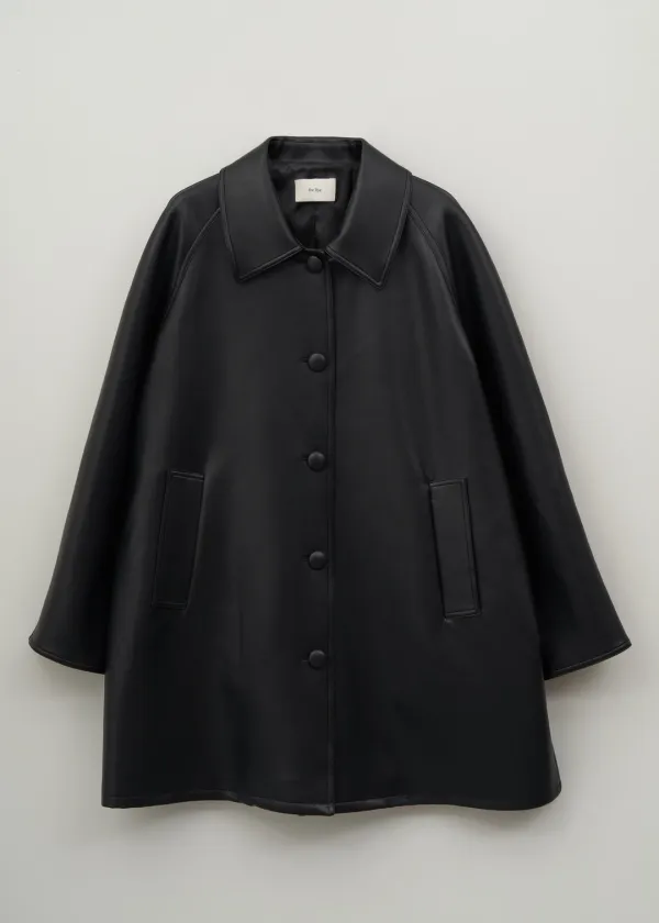 Leather Half Trench Coat(Black)