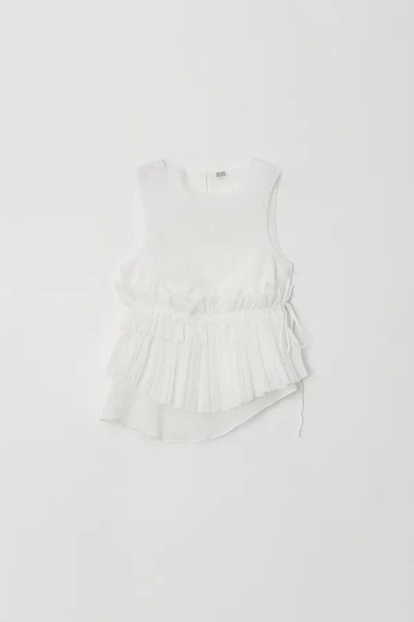 Layered Blouse and Frilled Skirt (Ivory)