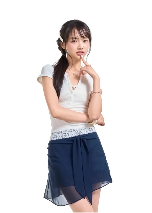 BABY POWDER LACE TEE [WHITE]