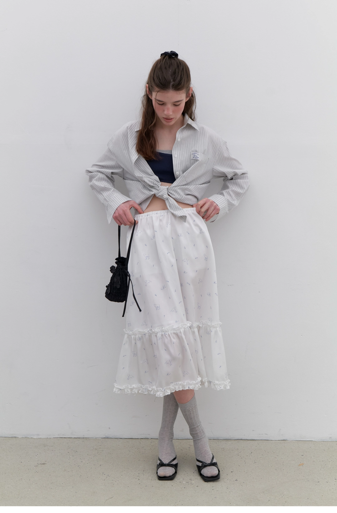 순수 Glossy Lambie Full Skirt (White) 상품 이미지 1