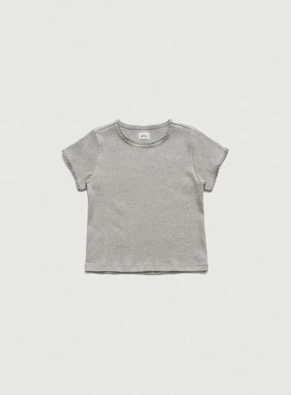 Dahlia Lace Ribbed T-Shirt_Grey