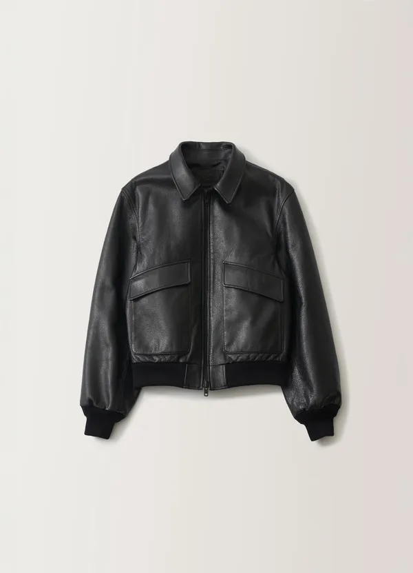 Classic leather flight jacket (Black)
