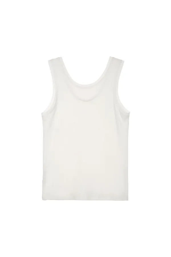 Fine Ribbed Top, White
