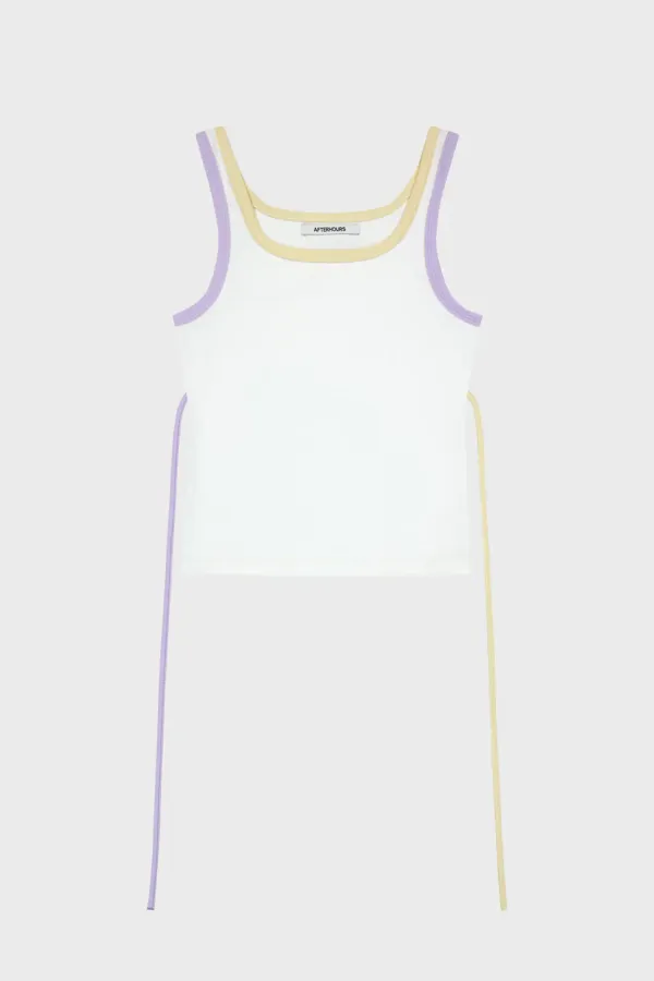 COLOR BLOCKED STRING SLEEVELESS TOP (LIGHT PURPLE)