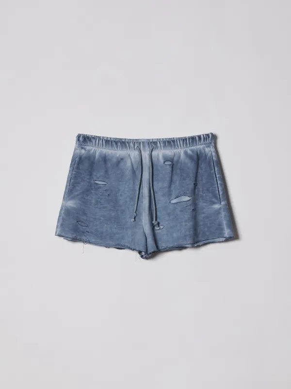 DESTROYED SWEAT SHORTS [BLUE]