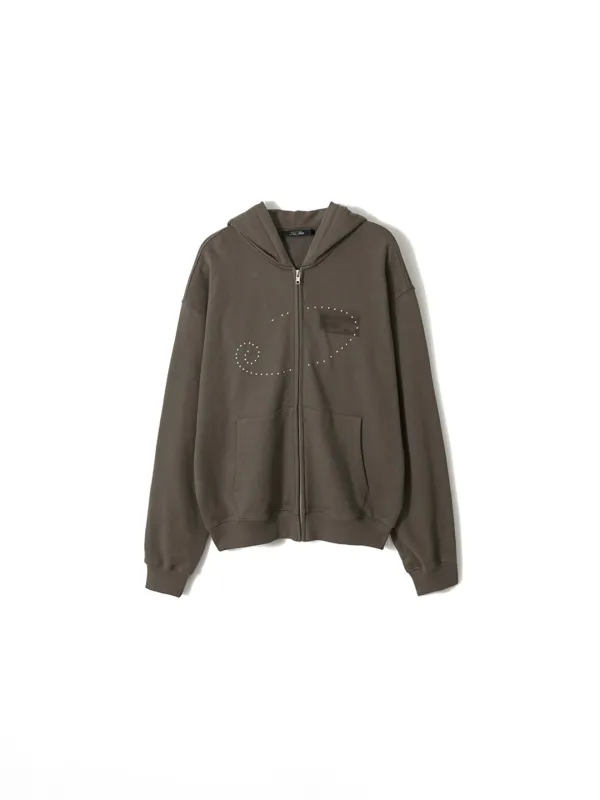 Dusty Zip-Up Hoodie Charcoal