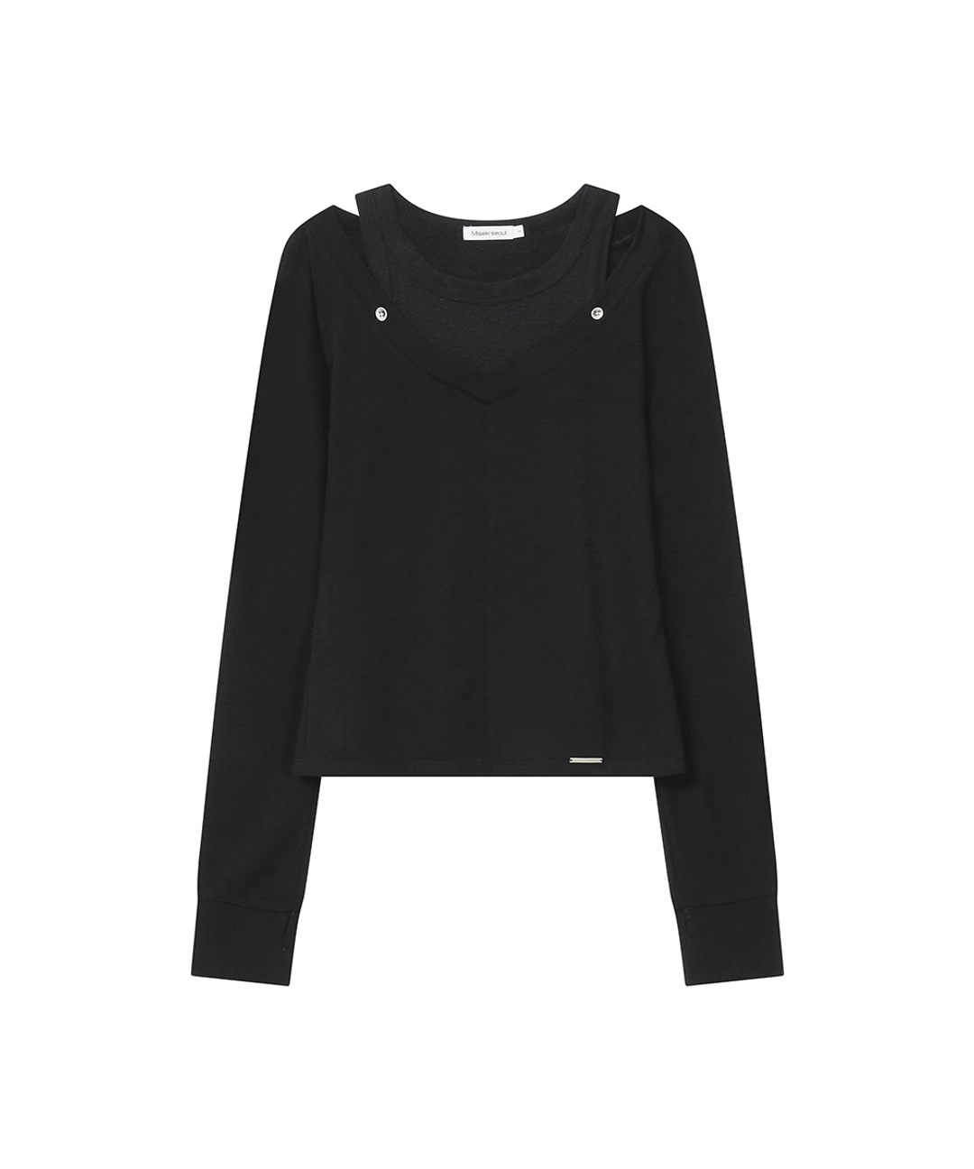 미세키서울 [레이 PICK] Layered line sheer long sleeve BLACK 상품 이미지 1