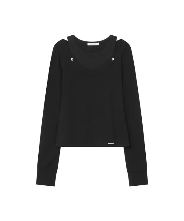 [레이 PICK] Layered line sheer long sleeve BLACK