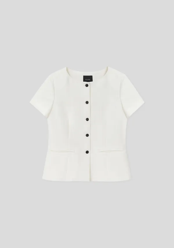 Lien Boat Neck Half Jacket (Ivory)
