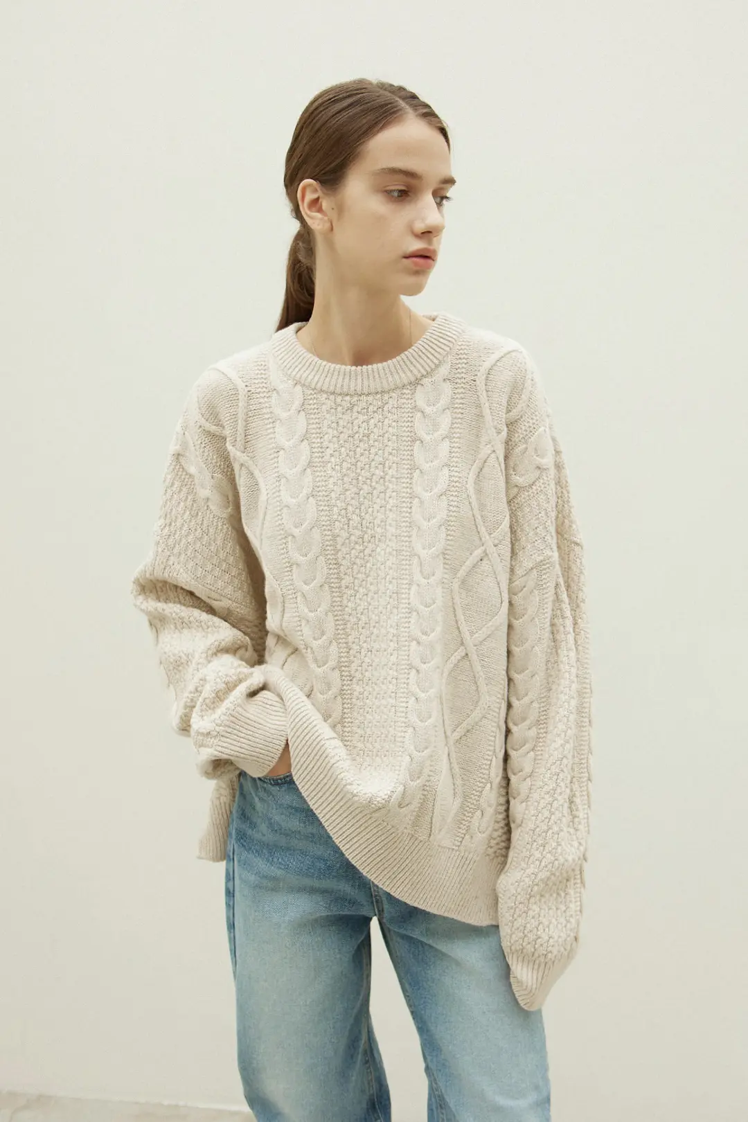 오브오브 Harvey cable oversized pull-over_beige 상품 이미지 2