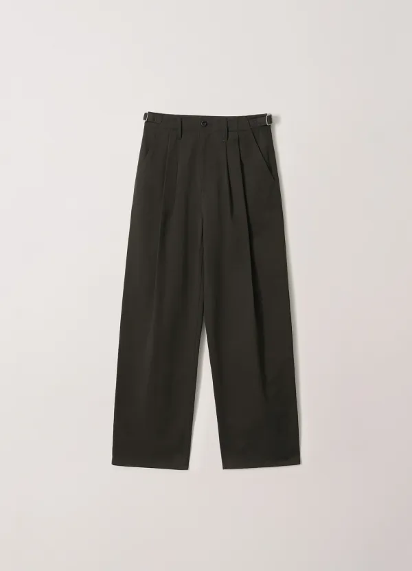 Cotton Two-Pleat Chino Pants (Charcoal)