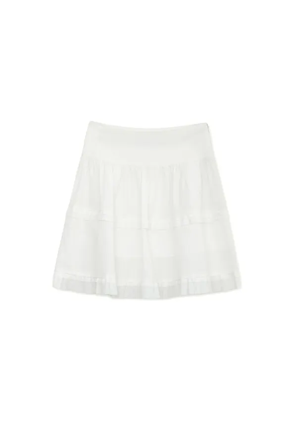 FRILL MIDI SKIRT, WHITE