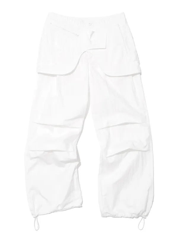 [WOMEN] BELTED LAYERED PARACHUTE PANTS_WHITE