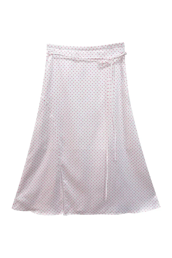 TINY DOT SLIT SKIRT / RED