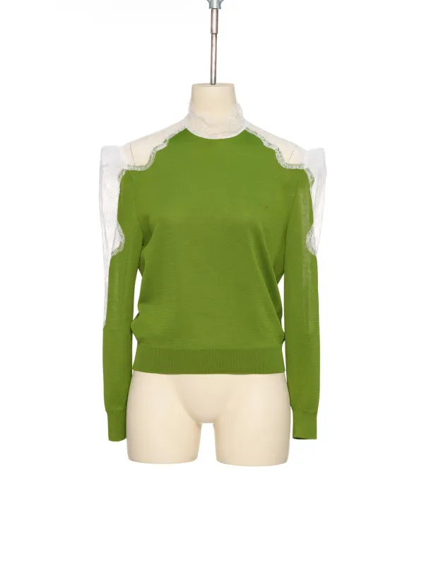 SS26 GREEN LACE PANEL KNIT