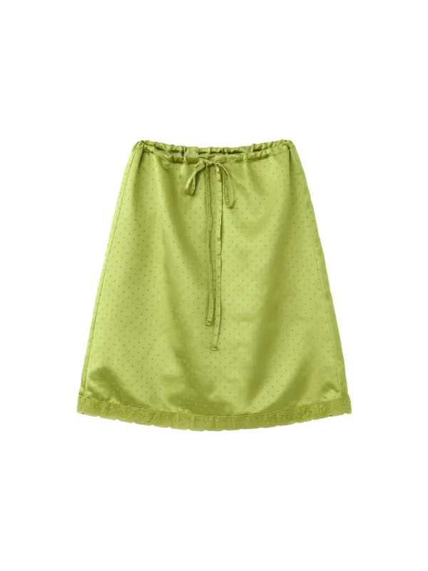 Dotted Drawstring Skirt - Green