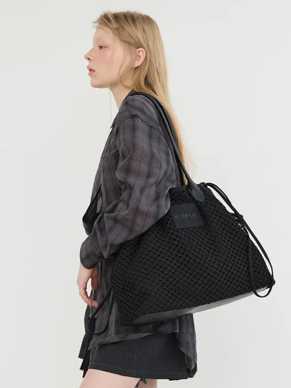 Mesh canvas big bag Black AX6XX20010