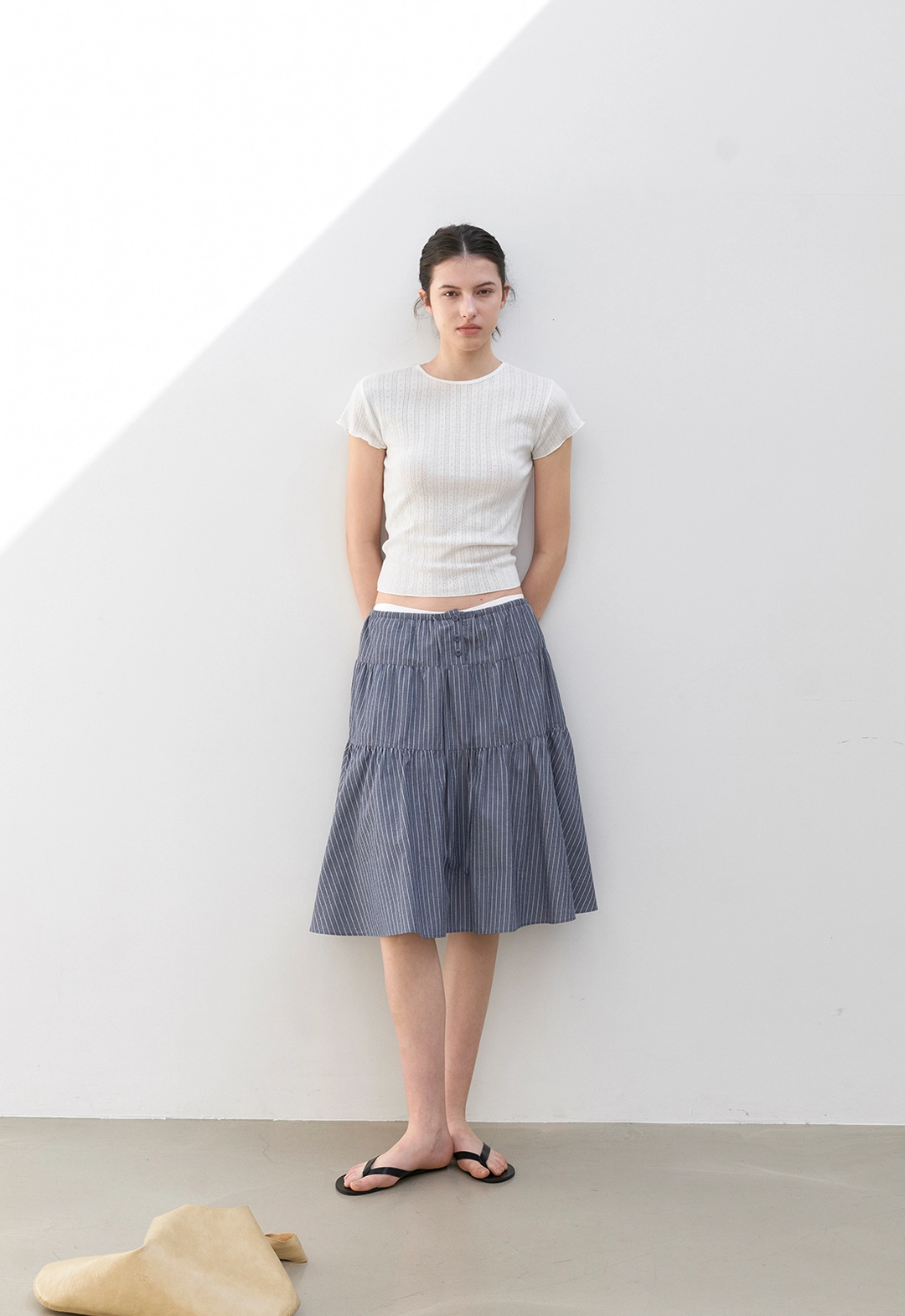 아뜰리에 나인 (SK-5101)STRIPE STRING FULL MIDI SKIRT 상품 이미지 1