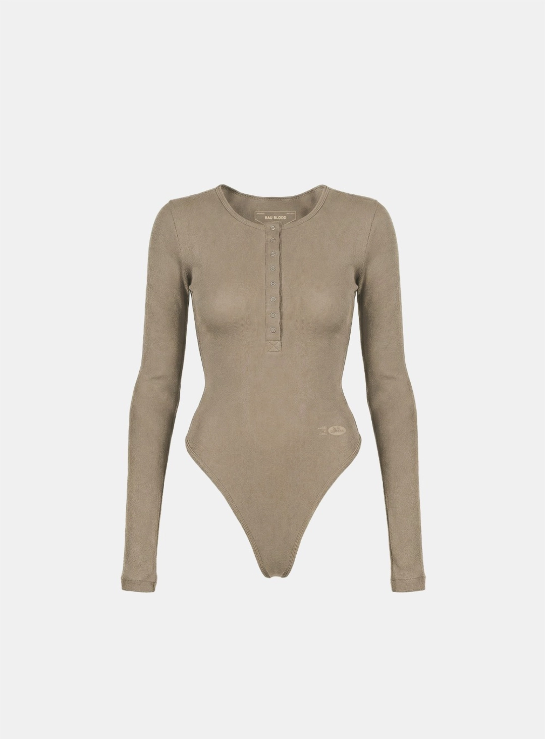 배드블러드 [w-jst26-001] BS Cotton Jersey Henley Neck Bodysuit - Tobacco 상품 이미지 1