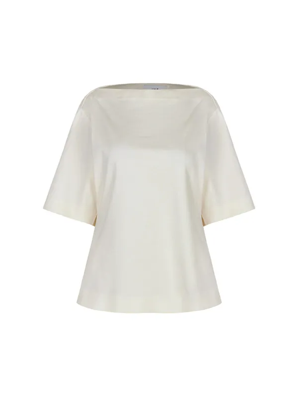 BOAT NECK JERSEY TOP (CREAM)