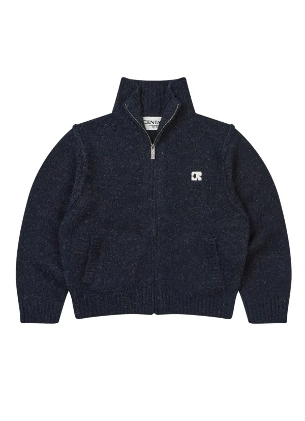 CENTAUR CALMING KNIT ZIP-UP_NAVY