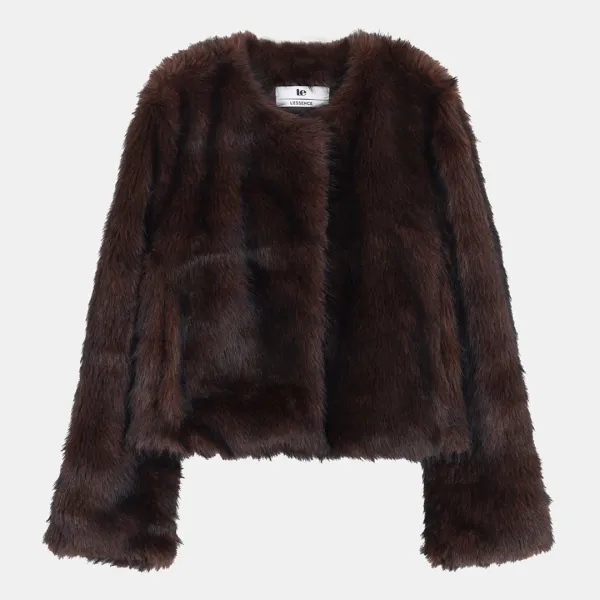 fur round jacket (brown)
