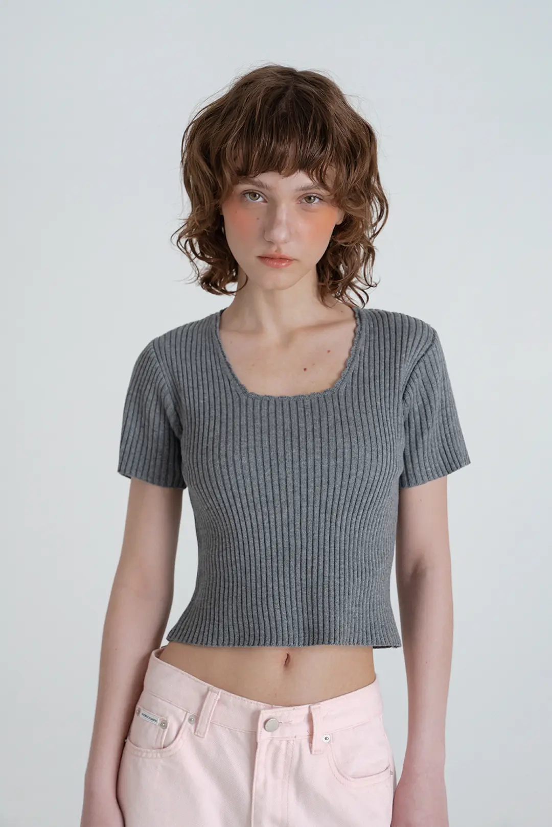 위드아웃썸머 Ribbed half knit_gray 상품 이미지 2