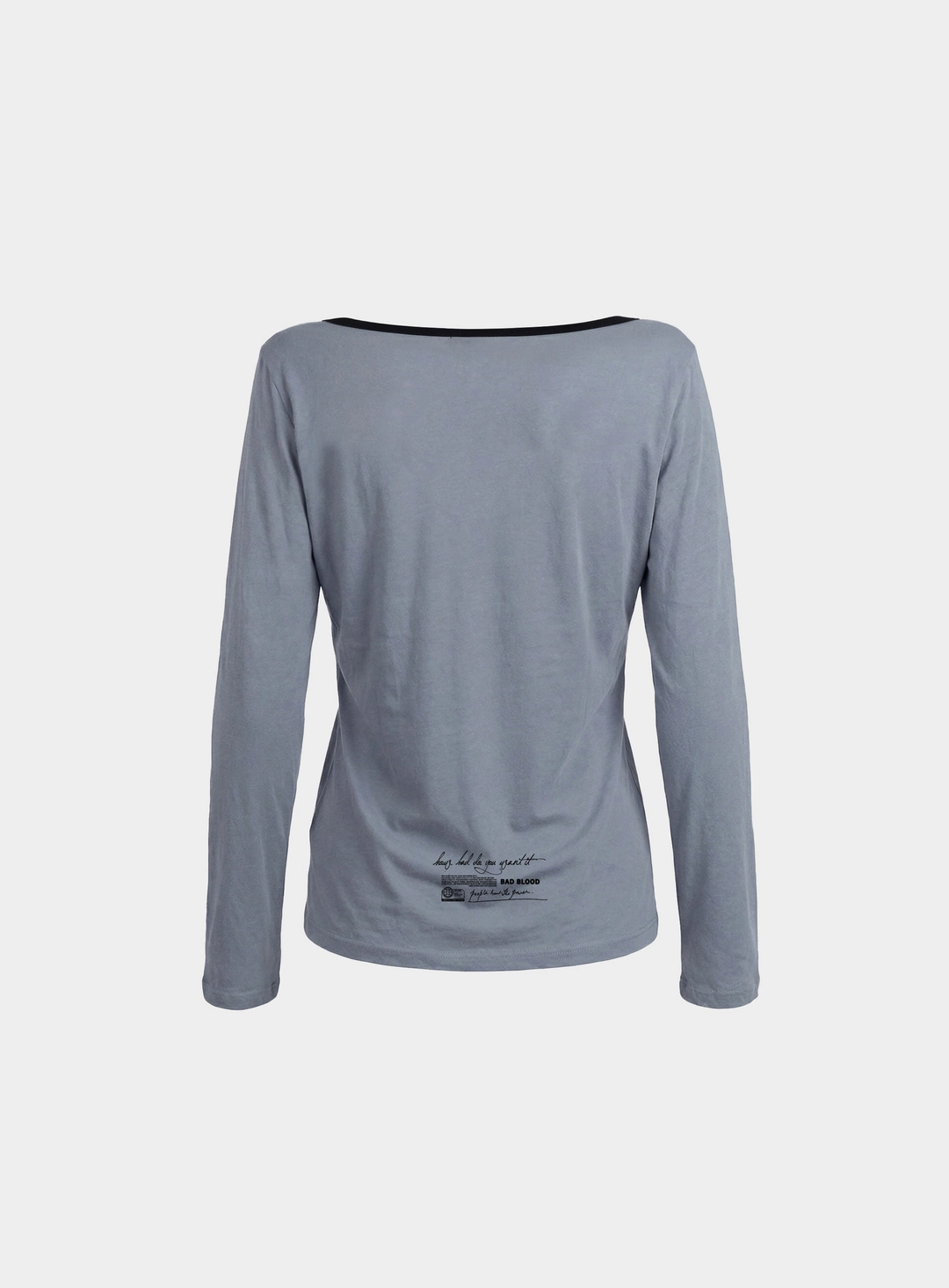 배드블러드 [w-tee26-128] Script Graphic Ringer Loose-Fit T-Shirt - Sky Blue 상품 이미지 2